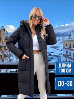 Отзыв на ? Пуховик женский зимний длинный с капюшоном черный колен