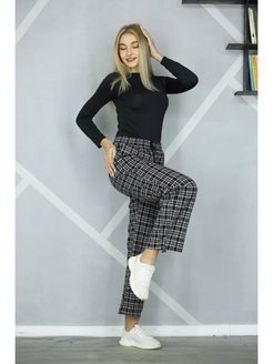 Отзыв на Брюки женские широкие в клетку модные  штаны для подростка 