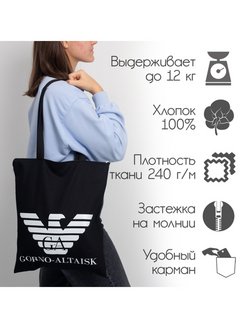 Отзыв на Сумка шоппер на молнии с принтом G A и карманом 