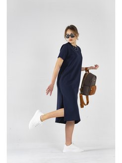 Отзыв на Платье футболка женское с разрезами синий