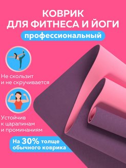 Отзыв на Коврик для йоги и фитнеса спортивный нескользящий