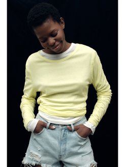 Отзыв на Лонгслив oversize хлопковый трикотажный с вырезом-лодочкой