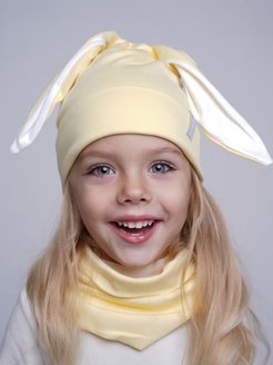 Отзыв на Шапка бини с ушками детская весенняя, комплект со снудом