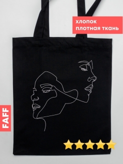 Отзыв на Сумка шоппер черная лица одной линией