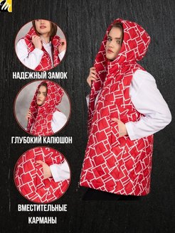 Отзыв на Жилет женский теплая безрукавка с капюшоном утепленный 