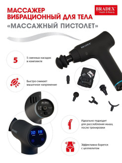 Отзыв на Массажер перкуссионный / Вибрационный Массажный пистолет для тела / Антицеллюлитный массажёр 