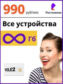 Отзыв на Сим карта Ростелеком / Теле 2. Безлимитный интернет 990 р/мес. Тариф для модема, роутера, смартфона.