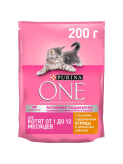Отзыв на Сухой корм Purina ONE для котят, с высоким содержанием курицы и цельными злаками, 200 г