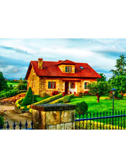 Отзыв на Картина по номерам с красками 22*30 см. КРАСИВЫЙ КАМЕННЫЙ ДОМ