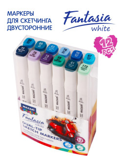 Отзыв на Набор маркеров для скетчинга двусторонних FANTASIA WHITE, 12 цв.