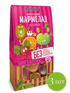 Отзыв на Жевательный Мармелад Ассорти/без желатина/без сахара/без глютена/без крахмала (3шт по 70г)