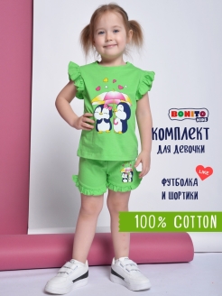Отзыв на Костюм спортивный для девочки, комплект детский, футболка и шорты, летний, модный