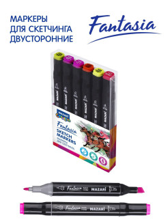 Отзыв на Набор маркеров для скетчинга двусторонние FANTASIA, 6цв., Fluorescent colors (флуорисцентные цвета)