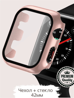Отзыв на Бампер чехол на часы Apple Watch 42мм 1/2/3 / Case cover, кейс накладка 42 мм/mm с защитным стеклом