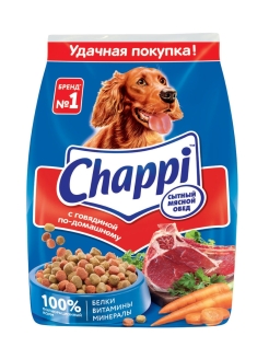 Отзыв на Сухой корм Chappi для собак всех пород Сытный мясной обед. С говядиной по-домашнему, 600г