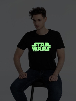 Отзыв на Футболка, Star Wars Glow, Звездные воины, светящийся принт, черная футболка, светящаяся футболка