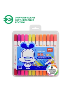 Отзыв на Набор двусторонних маркеров ZhongCai c наконечниками "кисть" и "линер" для рисования, пенал, 36 цв
