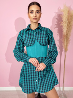 Распродажа Женское платье с корсетом Popsi brand/ Платье рубашка в клетку/ Женское летнее платье/ Модное платье