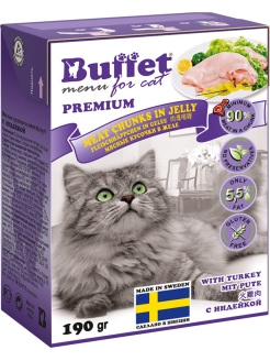 Отзыв на BUFFET Tetra Pak 190 г консервы для кошек кусочки в желе с индейкой 1х16