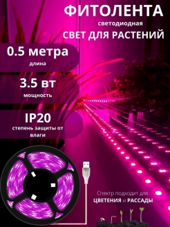 Отзыв на Фито лампа для растений лента светодиодная для рассады светильник для растений 0.5/2.0/3.0 м.