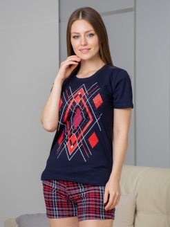 Отзыв на Пижама женская с шортами из хлопка большие размеры Костюм женский домашний летний футболка и шорты