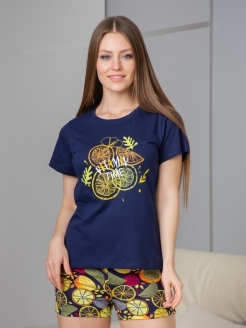 Отзыв на Пижама женская с шортами из хлопка большие размеры Костюм женский домашний летний футболка и шорты