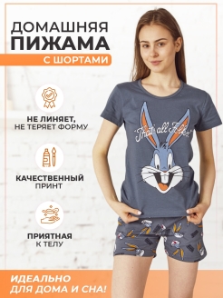 Отзыв на Пижама женская с шортами хлопок Домашний костюм подарок футболка майка шорты для девушек