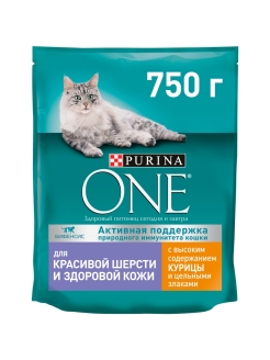 Отзыв на Сухой корм для кошек для здоровья кожи и шерсти с курицей и цельными злаками 750 г