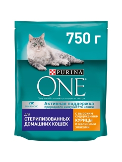 Отзыв на Сухой корм для стерилизованных кошек с курицей и цельными злаками 750 г