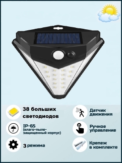 Отзыв на Светильник на солнечной батарее с датчиком движения, Светодиодный фонарь, садовый уличный прожектор